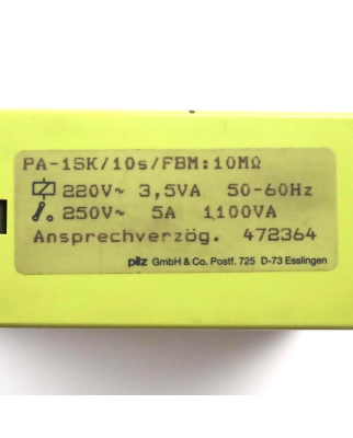 Pilz Sicherheitsrelais PA-1SK/10s/FBM:10MΩ 472364 GEB