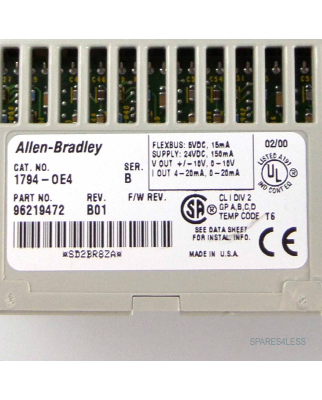 Allen Bradley Relay Analog Output 1794-0E4 GEB