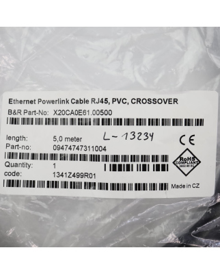 B&R POWERLINK/Ethernet-Verbindungskabel X20CA0E61.00500 5m OVP