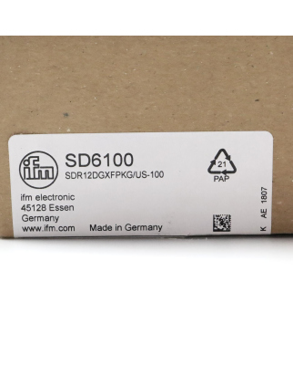 ifm Durchflussmessgerät SD6100 SDR12DGXFPKG/US-100 OVP