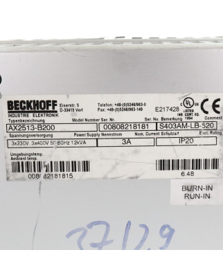 Beckhoff Servoverstärker AX2513-B200 GEB