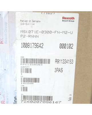 Rexroth Servomotor MSK071E-0300-FN-M2-UP2-RNNN R911323965 OVP