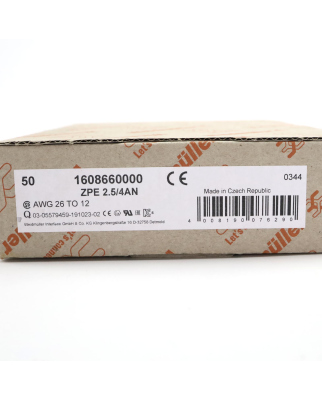 Weidmüller Z-Reihenklemme ZPE 2.5/4AN 1608660000 (50Stk.) OVP
