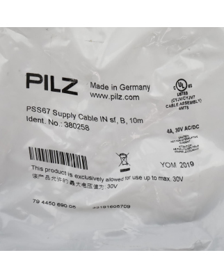 Pilz Anschlusskabel PSS67 Supply Cable IN sf,B,10m 380258 OVP