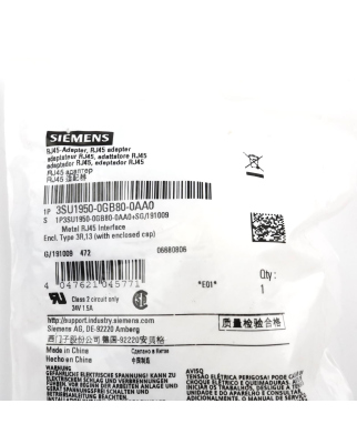 Siemens RJ45 Anschluss 3SU1950-0GB80-0AA0 OVP