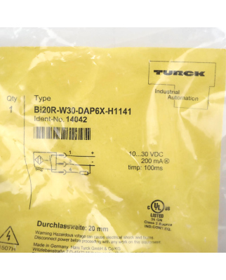 Turck Induktiver Sensor BI20R-W30-DAP6X-H1141 14042 OVP