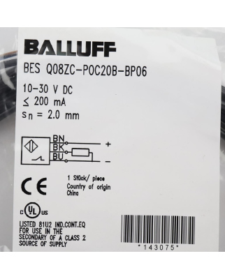 Balluff induktiver Sensor BES Q08ZC-POC20B-BP06 OVP
