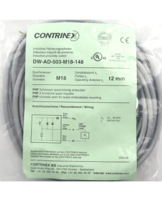 CONTRINEX Induktiver Näherungsschalter DW-AD-503-M18-148 OVP