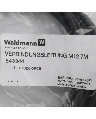 Waldmann Verbindungsleitung 543344 M12 7M OVP