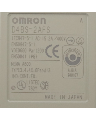 Omron Sicherheitsschalter D4BS-2AFS OVP