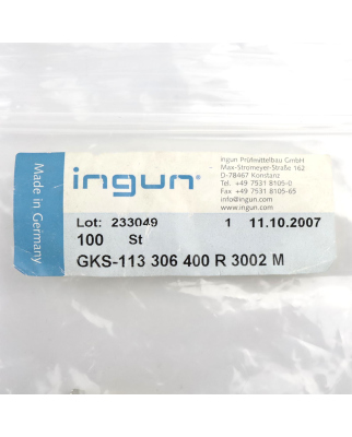 Ingun Kontaktstifte GKS-113 306 400 R 3002 M (100Stk.) OVP