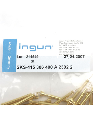 Ingun Kontaktstifte SKS-415 306 400 A 2302 2 (33Stk.) OVP
