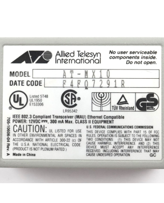 Allied Telesyn Micro Transceiver AT-MX10 NOV