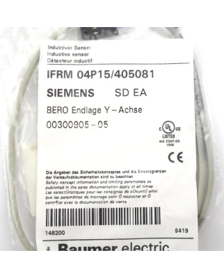 Baumer electric induktiver Näherungsschalter IFRM...