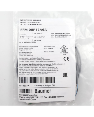 Baumer electric Induktiver Näherungsschalter IFFM 08P17A6/L OVP