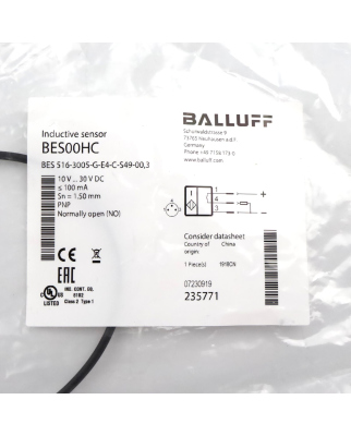 Balluff induktiver Sensor BES00HC BES...