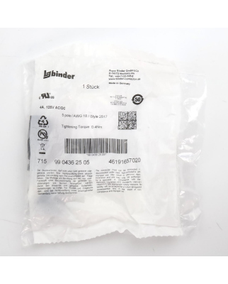 binder M12 Kabeldose 99 0436 25 05 OVP