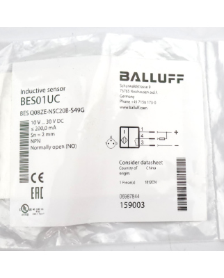 Balluff induktiver Sensor BES01UC BES Q08ZE-NSC20B-S49G OVP
