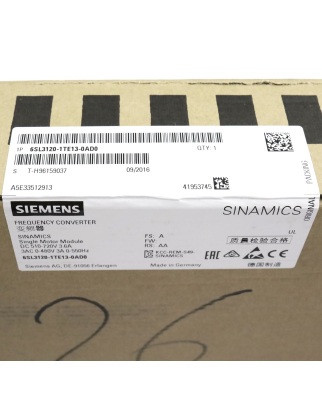 Sinamics Single Motor Module S120 6SL3120-1TE13-0AD0...