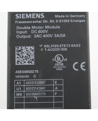 Sinamics Double Motor Module S120 6SL3120-2TE13-0AA3 Vers.C GEB