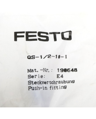 Festo Steckverschraubung QS-1/2-10-I 190648 (2Stk.) OVP