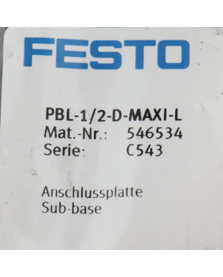 Festo Anschlussplatte PBL-1/2-D-MAXI-L 546534 OVP