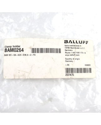 Balluff Klemmhalter BAM0264 BAM MC-XA-023-D30,0-2-FS OVP