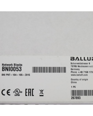 Balluff Netzwerk-Modul BNI0053 BNI PNT-104-105-Z015 SIE