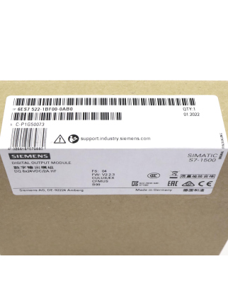 Simatic S7-1500 Digitalausgabemodul 6ES7522-1BF00-0AB0 FS:04/FW:V2.2.3 SIE