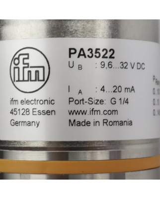 ifm electronic Drucktransmitter PA3522 PA-100-SBG14-A-ZVG/US//V OVP