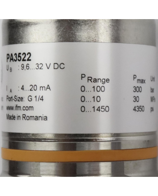 ifm electronic Drucktransmitter PA3522 PA-100-SBG14-A-ZVG/US//V OVP
