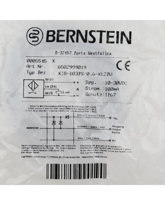 BERNSTEIN induktiver Sensor KIB-D03PS/0,6-KL2PU 6502999019 OVP