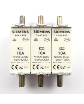 Siemens NH-Sicherungseinsatz 3NA3 803 10A (3Stk.) NOV