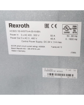 Rexroth Kompaktumrichter HCS03.1E-W0070-A-05-NNBN R911344906 OVP