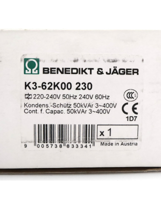 Benedikt & Jäger Kondensatorschütz K3-62K00 230 OVP