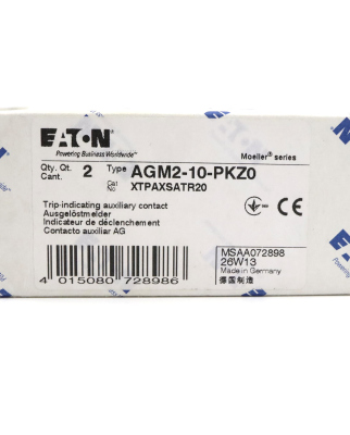 Eaton Ausgelöstmelder AGM2-10-PKZ0 072898 (2Stk.) OVP