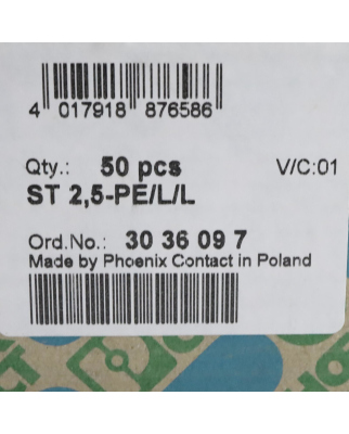 Phoenix Contact Zugfeder-Schutzleiterklemme ST 2,5-PE/L/L 3036097 (50Stk.) OVP