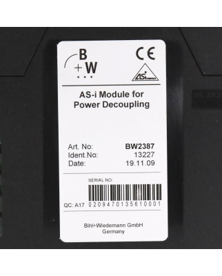 Bihl+Wiedemann AS-i Modul Power-Entkopplung BW2387 GEB