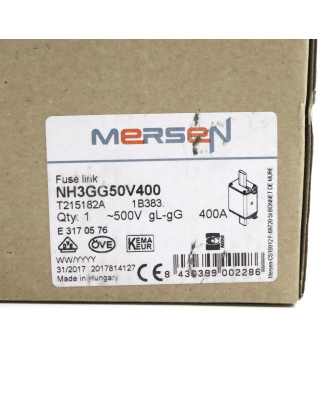 Ferraz-Shawmut/Mersen NH-Sicherungseinsatz NH3GG50V400 500V 400A OVP