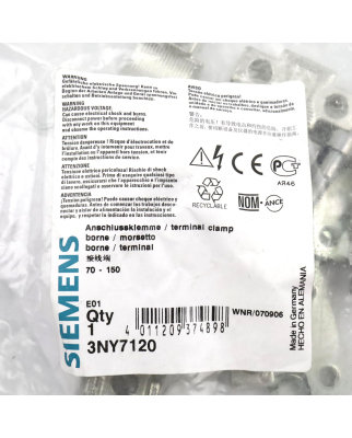 Siemens Anschlussklemme 3NY7120 OVP