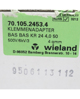 Wieland Klemmenadapter BAS BAS KR 24 4,0 50 70.105.2453.4...