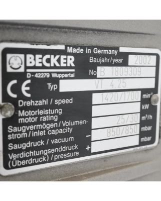 Becker Vakuumpumpe VT4.25 25/30m³/h 850/850mbar GEB
