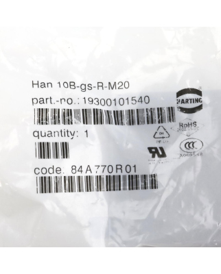 Harting Tüllengehäuse Han 10B-gs-R-M20...