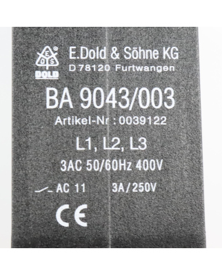 E.Dold & Söhne Unterspannungsrelais BA 9043/003 0039122 NOV