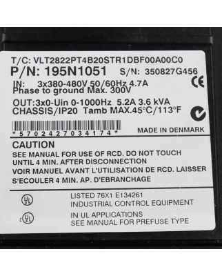 Danfoss Frequenzumrichter VLT2822PT4B20STR1DBF00A00C0...