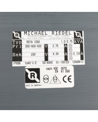 Michael Riedel Einphasen-Transformator RSTN 1000 NOV