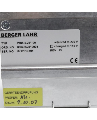 Berger Lahr Schrittmotorsteuerung WS5-5.281-00...