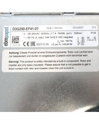 ebm-papst Radialventilator D3G250-EF41-01 380-480VAC NOV