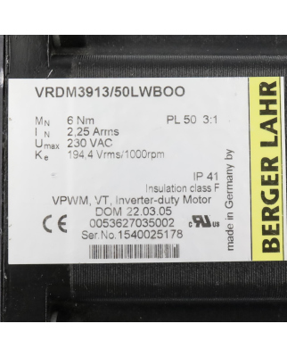 Berger Lahr Schrittmotor VRDM3913/50LWBOO 0053627035002 GEB