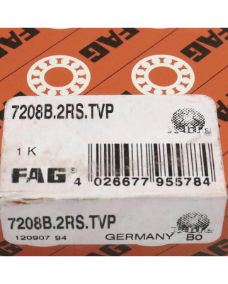 FAG Kugellager Schrägkugellager 7208B.2RS.TVP OVP